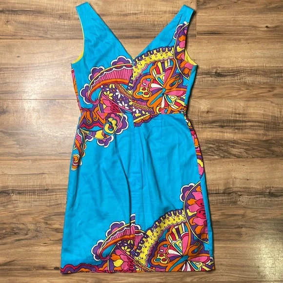 Lilly Pulitzer Kiki Engineered Optical Confusion V Neck Sleeveless Dress - Picture 8 of 9